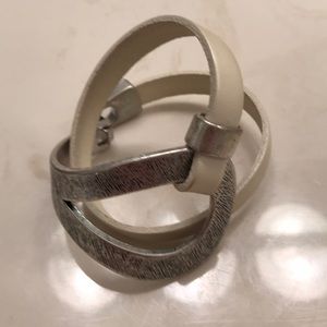 white leather wrap bracelet